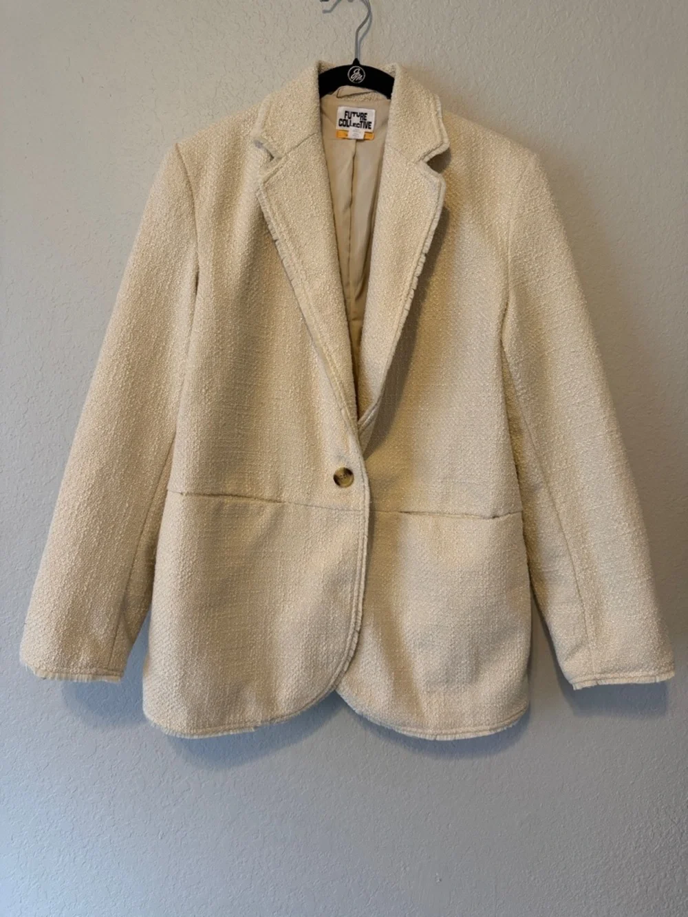 Future Collective x Jenny K Ivory Single-Button Textured Blazer - Picture 2 of 5